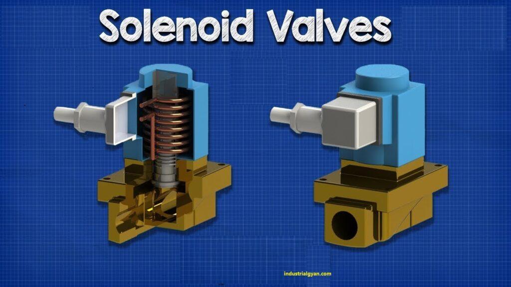 The image shows a solenoid valve with a cylindrical shape, it has a metallic body with a small metallic rod in the middle of it, The rod is the core it's connected to the valve inside the body, the valve is controlled by a wire that is connected to an electrical source. The solenoid valve is used to control the flow of liquids and gases, it opens or closes the valve by the electrical signal it receives.